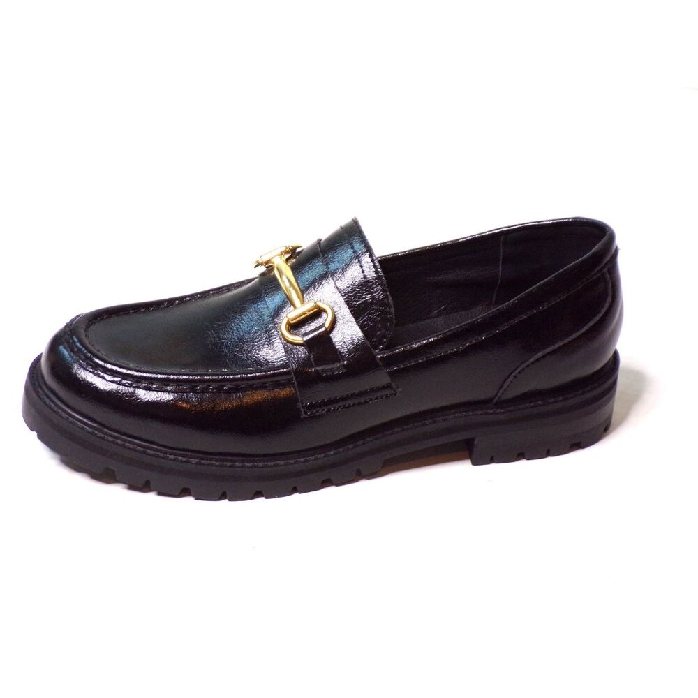 ๐ STEVE MADDEN Mistor Loafer Shoe Gold Chain Black 9 - Picture 11 of 13